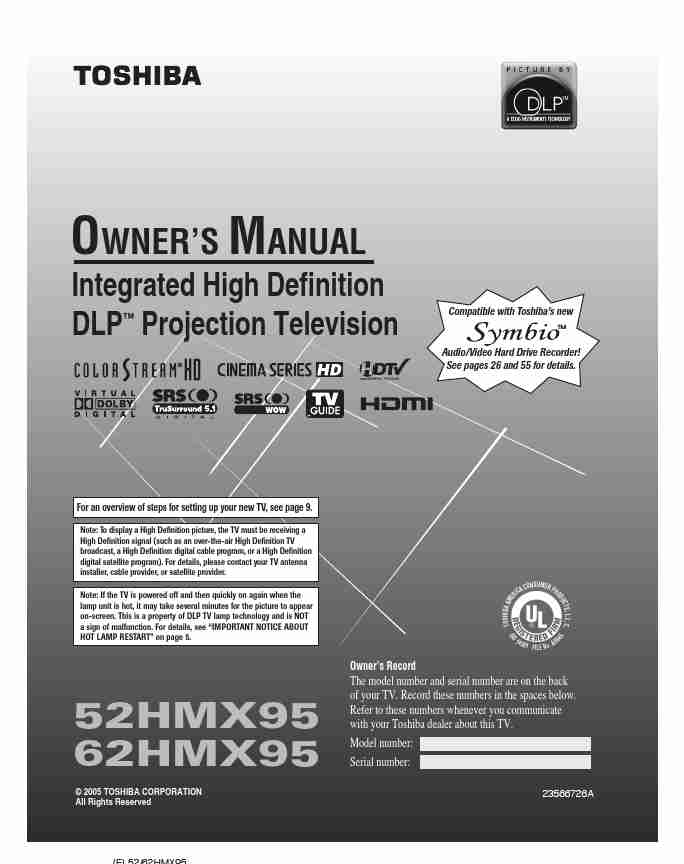Toshiba Projection Television 62HMX95-page_pdf